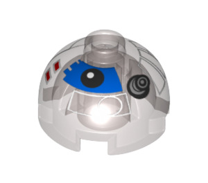 LEGO Brick 2 x 2 Round with Dome Top with Death Star Imperial Astromech Droid Head (Hollow Stud, Axle Holder) (18841 / 27946)