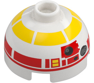 LEGO Brick 2 x 2 Round with Dome Top with L3-G0 Astromech Droid Head (Hollow Stud, Axle Holder) (3262)