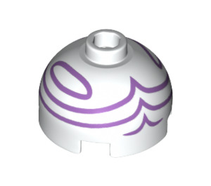 LEGO Brick 2 x 2 Round with Dome Top with Purple lines (with Axle Holder) (18841 / 38482)