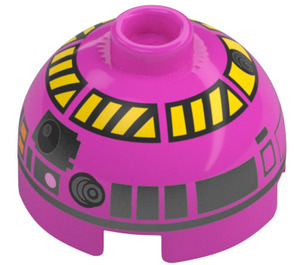 LEGO Brick 2 x 2 Round with Dome Top with QT-KT Droid Head (Safety Stud, Axle Holder) (3262)