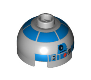 LEGO Brick 2 x 2 Round with Dome Top with R2-D2 10188 Pattern (with Axle Holder) (18841 / 64069)