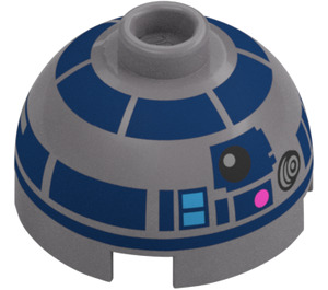 LEGO Brick 2 x 2 Round with Dome Top with R2-D2 Astromech Droid Head (with Axle Holder) (18841 / 66823)