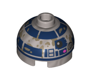 LEGO Brick 2 x 2 Round with Dome Top with R2-D2 Head with Dirt Splashes (Hollow Stud, Axle Holder) (18841 / 38102)