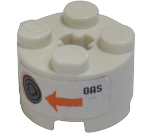 LEGO Kloss 2 x 2 Rund med 'GAS', Filler Caps og Oransje Pil Klistremerke (3941 / 6116)