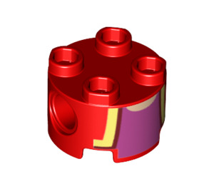 LEGO Kostka 2 x 2 Kolo s otvory s Růžová Toadette Horní (17485 / 72278)