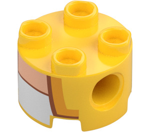 LEGO Brick 2 x 2 Round with Holes with Yellow / Orange / Flesh / White Toad Chest (17485 / 94468)