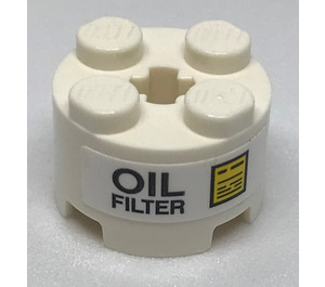 LEGO Steen 2 x 2 Ronde met "Oil Filter" Sticker (3941)