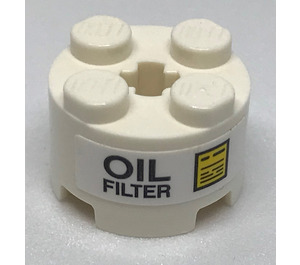 LEGO Brick 2 x 2 Round with "Oil Filter" Sticker (3941)