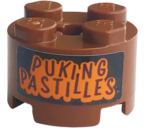 LEGO Brick 2 x 2 Round with 'PUKING PASTILLES' Sticker (3941)