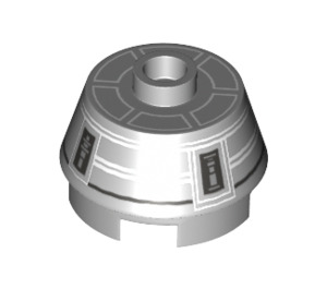 LEGO Brick 2 x 2 Round with Sloped Sides with Gray Astromech Droid Pattern (14521 / 98100)