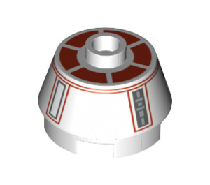 LEGO Brick 2 x 2 Round with Sloped Sides with Red and Gray Astromech Droid Pattern (70251 / 98100)