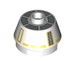 LEGO Brick 2 x 2 Round with Sloped Sides with Yellow and Gray Astromech Pattern (74399 / 98100)