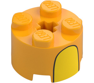 LEGO Steen 2 x 2 Rond met Geel met Curve (3941)