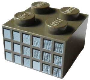 LEGO Brick 2 x 2 with 18 Small Squares (Window Panes) in Fading Grays Pattern on Opposite Sides (3003 / 84508)