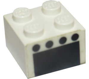 LEGO Brique 2 x 2 avec 4 Noir Spots over Noir Rectangle (Oven) Autocollant (3003)