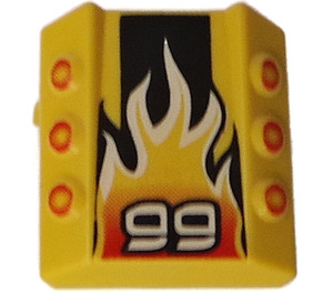 LEGO Brique 2 x 2 avec Flanges et Pistons avec '99' et Flames (30603 / 43401)