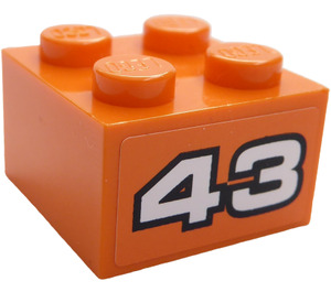 LEGO Brick 2 x 2 with n° 43 on orange background Sticker (3003)
