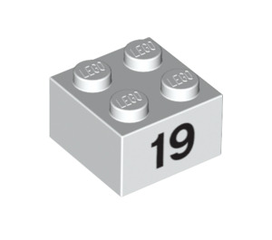 LEGO Brick 2 x 2 with Number 19 (14890 / 97657)