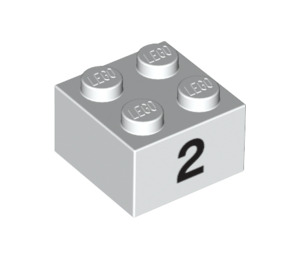 LEGO Steen 2 x 2 met Number 2 (14813 / 97638)