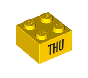 LEGO Steen 2 x 2 met 'THU' (14803 / 97630)