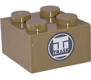 LEGO Brick 2 x 2 with Trask Sticker