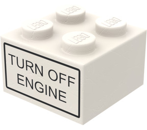 LEGO Klods 2 x 2 med "TURN OFF Motor" Klistermærker fra Sæt 6375-2 (3003)