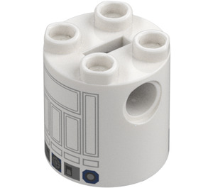 LEGO Klods 2 x 2 x 2 Rund med R2-D2 Astromech Droid Legeme med bundakselholder 'x' Form '+' Retning (30361 / 77797)