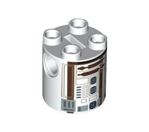 LEGO Brick 2 x 2 x 2 Round with R3-M2 Astromech Droid Body with Bottom Axle Holder 'x' Shape '+' Orientation (30361 / 33761)