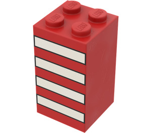 LEGO Steen 2 x 2 x 3 met 4 Wit Strepen (30145)