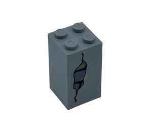 LEGO Brick 2 x 2 x 3 with Brick Wall and Cracks Sticker (30145)