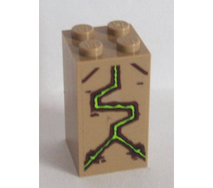 LEGO Brick 2 x 2 x 3 with Brown and Bright Green Lines Sticker (30145)