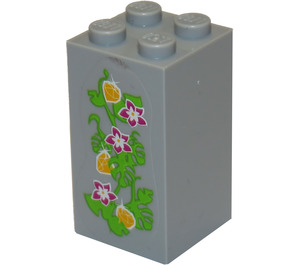 LEGO Brick 2 x 2 x 3 with Flowers, Jewels, and Leaves Transparent Sticker (30145)