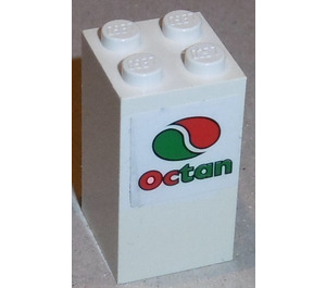 LEGO Brick 2 x 2 x 3 with 'Octan' and Green and Red Circle Sticker (30145)