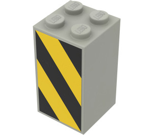 LEGO Palikka 2 x 2 x 3 jossa Keltainen ja Musta Danger Raidat (Oikein) Tarra (30145)