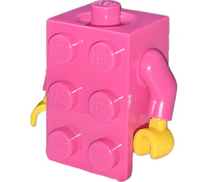 LEGO Brick 2 x 3 Costume with Dark Pink Arms and Yellow Hands