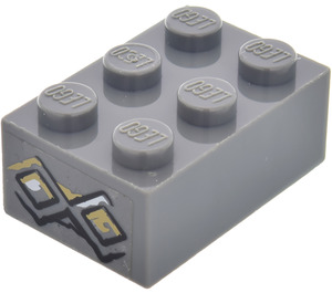 LEGO Brick 2 x 3 with 2 Runes (White top Right) Sticker (3002)