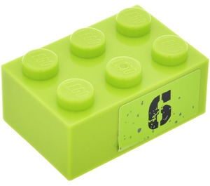 LEGO Klods 2 x 3 med "6" Venstre Klistermærke (3002)