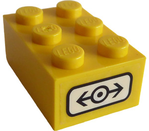 LEGO Brick 2 x 3 with Black Train Logo Sticker (3002)