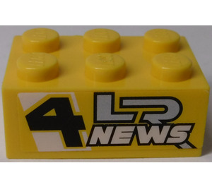 LEGO Brick 2 x 3 with 'LR NEWS 4' (Both Sides) Sticker (3002)