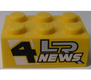 LEGO Kostka 2 x 3 s 'LR NEWS 4' (Both Strany) Samolepka (3002)