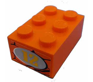 LEGO Brique 2 x 3 avec Number 12 Autocollant (3002)