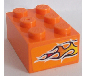 LEGO Brick 2 x 3 with Orange Flames Sticker (3002)