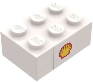 LEGO Stein 2 x 3 mit Shell Logo (Both Seiten) Aufkleber (Frühere Version ohne Querstützen)