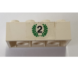 LEGO Brick 2 x 4 with 2 in Green Sticker (3001)