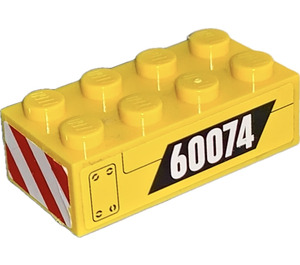 LEGO Steen 2 x 4 met '60074 en Rood en Wit - Rechtsaf Kant Sticker (3001)
