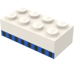 LEGO Steen 2 x 4 met 8 Vliegtuig Windows Blauw Streep (Eerder, zonder kruissteunen) (3001)