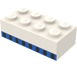 LEGO Steen 2 x 4 met 8 Vliegtuig Windows Blauw Stripe (Eerder, zonder kruissteunen) (3001)