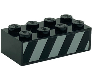 LEGO Brick 2 x 4 with Black and White Danger Stripes Left Sticker (3001)