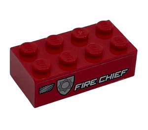 LEGO Brick 2 x 4 with 'FIRE CHIEF' and Silver Badge Left Side Sticker (3001)