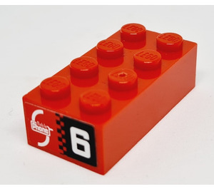 LEGO Brick 2 x 4 with Number 6 and Mobile Phone Sticker (3001)